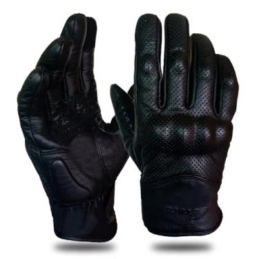 Imagem de aaasportx Luvas de motocicleta masculinas de couro com função de tela sensível ao toque – Protetores de motocicleta para homens e mulheres para o verão, luvas de motocicleta respiráveis com almofadas