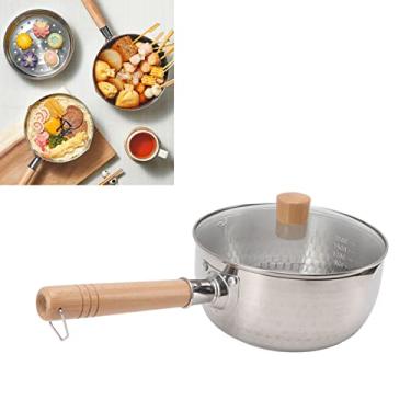 Imagem de Caçarola Antiaderente Japonesa Com Tampa 20cm De Diâmetro, Panela De Aço Inox, Cabo De Madeira, Ideal Para Cozinha Doméstica, Versátil Para Leite, Sopa