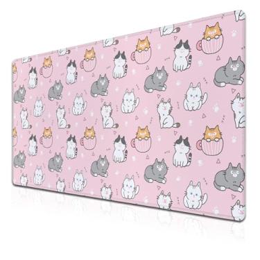 Imagem de Samgula Mouse pad para jogos rosa, mousepads grandes tapete de mesa de computador, tapete de mouse 2GG base de borracha antiderrapante à prova d'água com bordas costuradas, 35,4 x 39,9 cm para