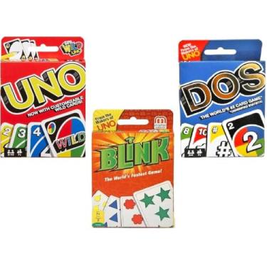 Imagem de Mattel Uno, Dos and Blink Card Game, Combo Pack of 3