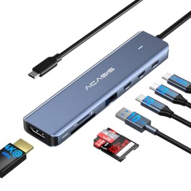 Imagem de ACASIS Hub USB C para HDMI, adaptador multiportas USBC de 10 Gbps com HDMI 4K@60HZ, 2 USB-C, 1 USB-A, PD 100W, leitor de cartão SD/TF, adaptador divisor USBC 7 em 1 para MacBook, Mac mini, laptop