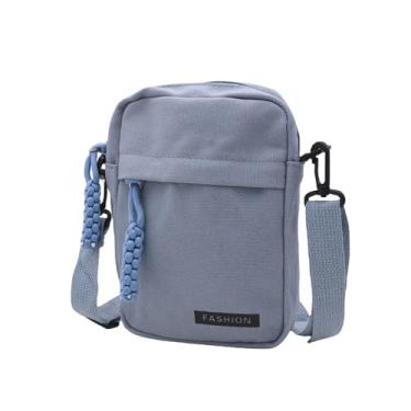Imagem de Amamcy Bolsas transversais para mulheres, bolsa de celular para homens, bolsa tiracolo de lona, casual, bolsa de ombro para lazer, viagem, telefone, Azul claro, One Size