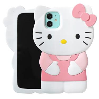 Imagem de MONEHOYSY Capa de desenho animado para iPhone 8/7/6/SE 2020, moda fofa 3D gatinho fofo kawaii silicone macio animal tectivo gel choque de gel capa traseira para crianças, mulheres, meninas meninos
