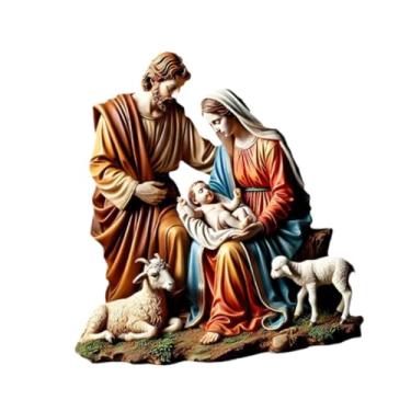 Imagem de Esquirla Virgem Maria e Jesus Estátua Acrílica Jesus Estatueta Religiosa Sagrada Família Estátuas para Sala de estar Quarto Casa Decoração de Mesa