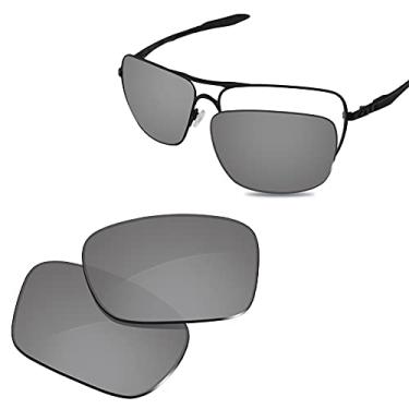 Imagem de Glintbay Lentes de substituição 100% precisas para Oakley Plaintiff Squared OO4063, Espelhado prateado metálico polarizado, Small