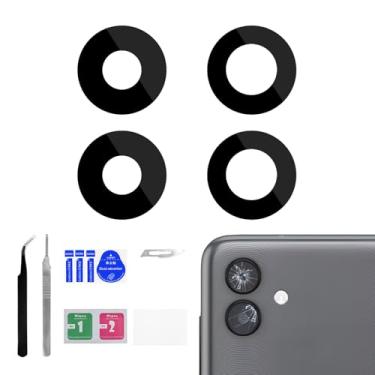 Imagem de BESJMYT Pacote com 2 para Samsung Galaxy A04 lente de câmera traseira adesivo de reposição para lente de vidro da câmera traseira com kit de reparo de ferramenta de reparo de pinça pano de poeira para