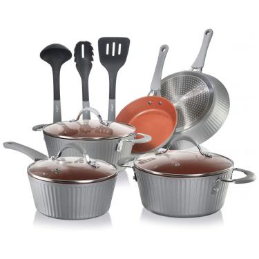 Imagem de Conjunto de Panelas com Revestimento Antiaderente com Espátulas, 11 Peças, NUTRICHEF NC...