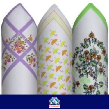 Imagem de Caixa 3 Lenços Femininos Estampados Presidente 30x30 Algodão, 506, Sor