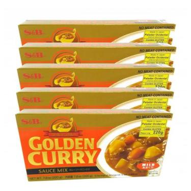 Imagem de Curry Golden S&b Amakuchi Suave 220g (Kit com 5)