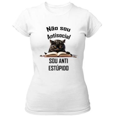 Imagem de Camiseta Baby Look Nao sou anti-social sou anti estupido - Alearts, GG