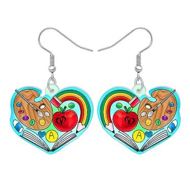 Imagem de WEVENI Brincos fofos de acrílico para professores de volta às aulas, joias divertidas para professores de matemática para mulheres, meninas e crianças, Acrílico, Sem pedra preciosa