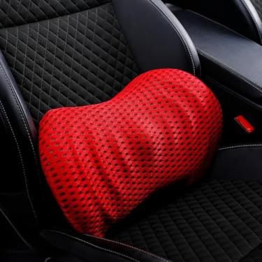 Imagem de Almofada de carro, almofada de cintura de carro, suporte lombar, almofada de encosto de carro, proteção lombar, suporte lombar do assento do motorista, assento do carro (vermelho)