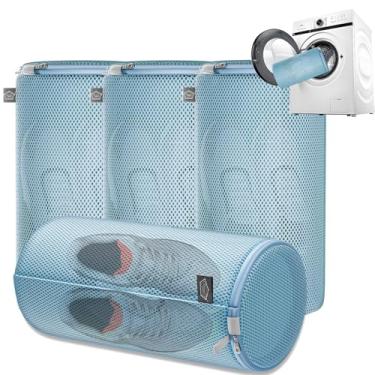 Imagem de Kimmama Bolsa para máquina de lavar sapatos, bolsa para sapatos de lavanderia, bolsa para máquina de lavar tênis de malha Sandwish, bolsa de limpeza de sapatos para academia, tênis, Yeezt Boost,