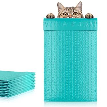 Imagem de Amiff Envelopes autoselados de plástico azul-petróleo, 12 x 23 cm. Pacote com 25 envelopes de embalagem bolha para envio. Envelopes de correspondência selados duráveis acolchoados com bolhas. Sacos de