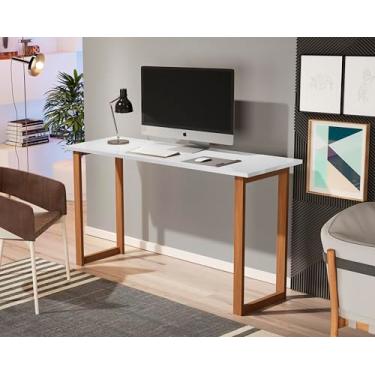 Imagem de Mesa de Estudo Escrivaninha 120 cm com pés em madeira maciça anti umidade off white