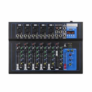 Imagem de Mesa de Som Digital, 7 Canais, 5 Entradas XLR, USB, Bluetooth, com Efeitos de Delay e Repeat, Preto e Azul entrada USB para PC Fonte de alimentação fantasma de 48V profissional