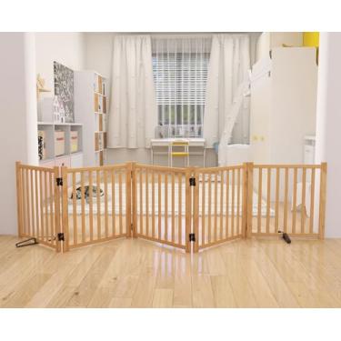 Imagem de YOCAN Portões De Madeira Independentes Para Cães Para A Casa, Portões Para Cães Para Portas, Escadas, Cercas De Madeira Para Cães, Portão Para Animais De Estimação Interno, Cerca De Passagem - 5 Pai