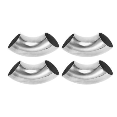 Imagem de Motoforti 4 peças 90 graus mandril curva cotovelo carro modificado tubo de escape tubulação 5.1 cm espessura OD 1,5 mm/16GA 51x145x1,5 mm 304 aço inoxidável tom prata