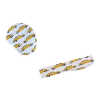 Imagem de Kit Mouse Pad E Apoio Teclado Ergonômico Carro Amarelo Vibrante