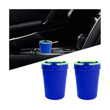 Imagem de Mandark Cinzeiro de carro, 2 peças que brilha no escuro lata de lixo autoextinguível para veículos sem fumaça, organizador de cinzas automotivo portátil à prova de cheiro, universal para caminhões,