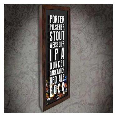 Imagem de Quadro Porta Tampinhas Slim Tiipos de cerveja 4 - Quadro Novo, 35 x 90