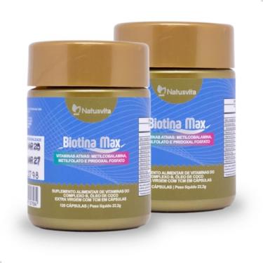Imagem de Kit 240 cápsulas Biotina Max 45mcg Forma Ativa + B1 B2 B3 B5 B6 B9 B12 com TCM e Óleo de Coco em softgel