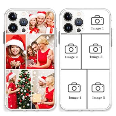 Imagem de YeeDgner Capa de telefone personalizada para iPhone 14 13 Pro Max Mini 12 Se 11 Xs 8 7 Plus 6S 5S 4S Todos os modelos opcionais (5 fotos de layout) … Branco