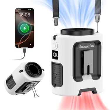 Imagem de Socool Ventilador de Cintura Portátil Clipe no Cinto Vestível Ventilador Pessoal 5000mAh Recarregável Operado por Pilha, 4 Velocidades e 13000 RPM, Ventilador de Pescoço Mãos Livres, Ventoinhas de