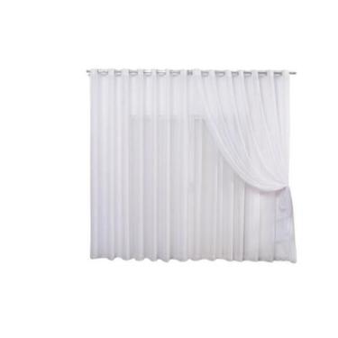 Imagem de Cortina 5,00x2,80 Sala Quarto Cozinha Varão Voil Duplo - Shoppingnet, 