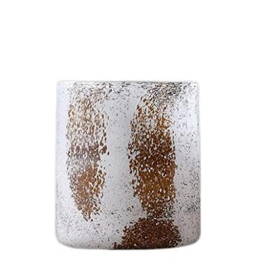 Imagem de Arranjo de flores de vidro transparente requintado decoração de casa borda dourada floral mais brilhante vidro de vida (cor: A) (C)