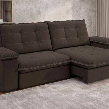 Imagem de Sofá Fofao Premium Slim 2.50 Cm Retrátil e Reclinável 4 Lugares Marrom
