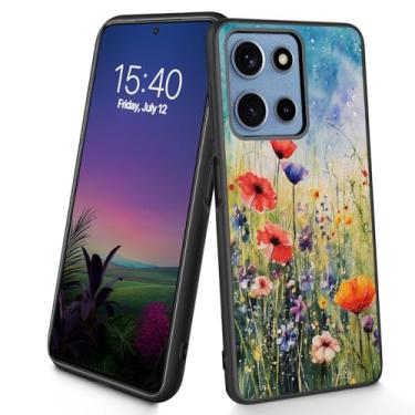 Imagem de Bxgolkgd Projetada para Moto G Power 2025, capa protetora antiderrapante de silicone TPU macio e fino à prova de choque para Motorola Moto G Power/Play 2025 de 6,8 polegadas, flor de planta