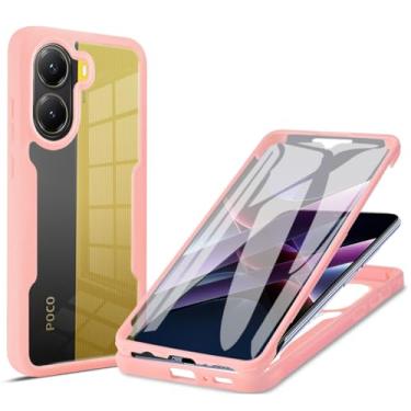 Imagem de MRRSIWEI Capa para Xiaomi Poco X7 Pro, [Protetor de tela embutido] [À prova de choque de grau militar] Capa protetora robusta transparente de 360° para Xiaomi Poco X7 Pro. Totalmente rosa
