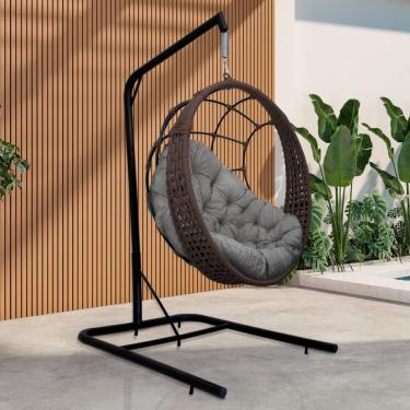 Imagem de Cadeira Balanço Ninho Suspenso em Corda Náutica Luxo com Suporte