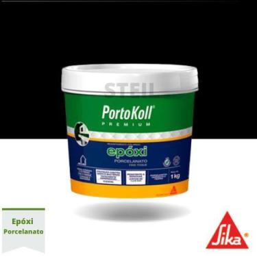 Imagem de Rejunte PortoKoll PREMIUM Epoxi Porcelanato Branco, preto