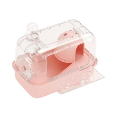 Imagem de IEUDNS Exercício de gaiola de hamster tocando ventilação portátil gaiola de pequenos animais respirável com alça de transporte para ratos gerbils, Rosa