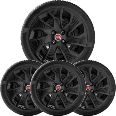 Imagem de 4X Calota Fiat Grand Siena Punto Palio Aro 15 Preto 214Cp
