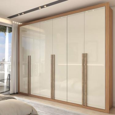 Imagem de Guarda-Roupa Casal Severo 6 Portas 6 Gavetas Cinamomo/Off White - Panorama