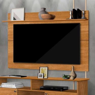 Imagem de Painel Vértice Suspenso para TV até 55 Polegadas Sala de Estar Decorativo 100% MDF 1 Prateleira Versátil (Nature)