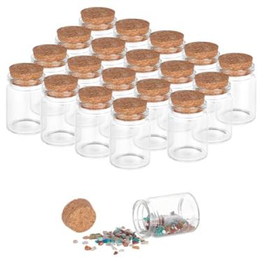 Imagem de PH PandaHall 20 garrafas de vidro de 30 ml com rolhas de cortiça, pequenos frascos de vidro, mini garrafas de vidro, pequenas garrafas decorativas artísticas, artesanato, recipiente de armazenamento