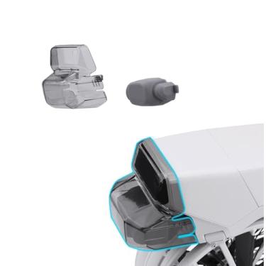 Imagem de Capa de lente flip para DJI Drone Gimbal, capa protetora para câmera, PC + capa antichoque à prova de poeira de silicone (cinza)
