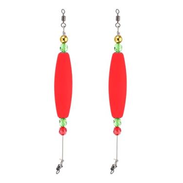 Imagem de PATIKIL Boias de pesca de 21 cm, pacote com 2 boias de oliveira boia boia boia pesada, equipamento de pesca com contas de cobre para equipamento de pesca em água salgada em água doce, vermelho