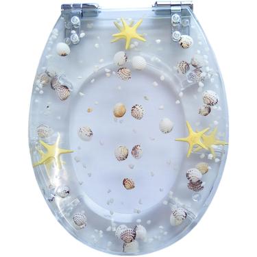 Imagem de Assentos Sanitários Resistentes Com Assentos Acrílicos De Tampa Transparente, Assento Sanitário De Resina Redondo, Fácil De Instalar Também Fácil De Limpar, Assento Sanitário D, B