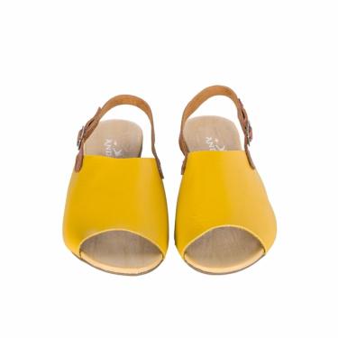 Imagem de Sandália Comfort Tiras Alongadas Couro Lily Mostarda Cor:Mostarda;Tamanho:35