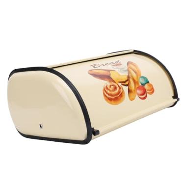 Imagem de Lixeira de Pão de Metal, Suporte de Caixa de Pão de Grande Capacidade Em Forma de Tambor de Champanhe, Recipiente de Armazenamento de Pão Requintado para Bancada de Cozinha,