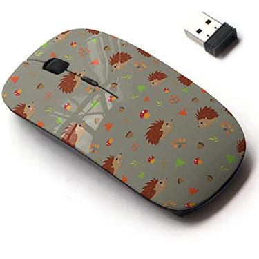 Imagem de Mouse sem fio de 2,4 G com design de padrão fofo para todos os laptops e desktops com nano receptor - textura de ouriço fofo