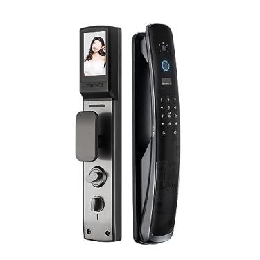 Imagem de WiFi APP Desbloqueio remoto para celular com câmera impressão digital cartão magnético chave de senha fechadura de porta inteligente totalmente automática (cor: gancho 30-240) (30 240)