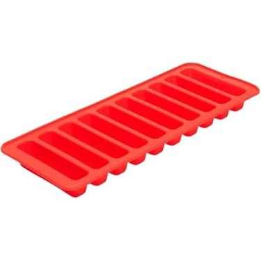 Imagem de Forma De Gelo Em Silicone, 10 Cavidades Retangulares, Vermelho