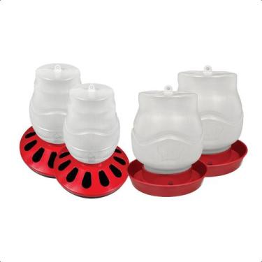Imagem de Kit 2 Comedouro 3,5L Aves 12 furos e 2 Bebedouro Rosca 7,5L - AVIPET