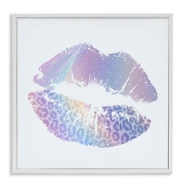 Imagem de Stupell Industries Batom roxo arco-íris branco emoldurado, arte giclée, design por Kim Allen, 61 x 61 cm